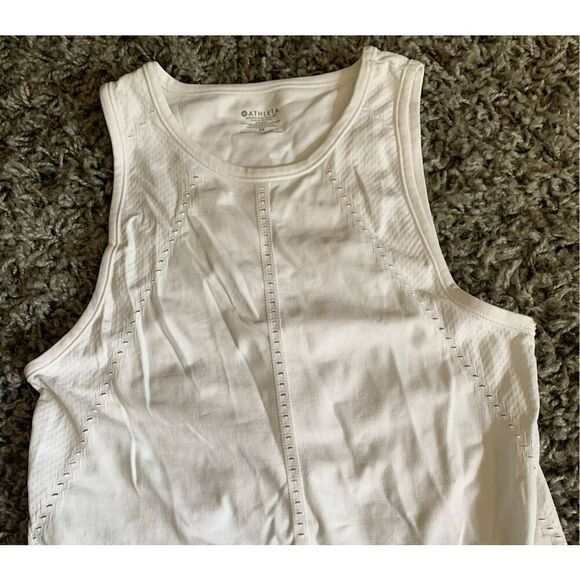 Athleta Foothill SEAMLESS Split Tie BACK white TANK TOP sz XS S - Picture 3 of 7